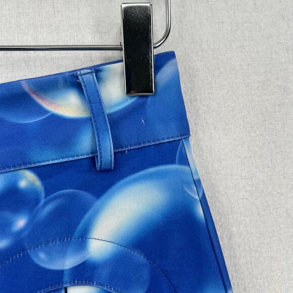 HOUSE OF SUNNY Fantasia Flare Pants Womens 6 Blue Bubble Print High Rise Stretch - Picture 12 of 16